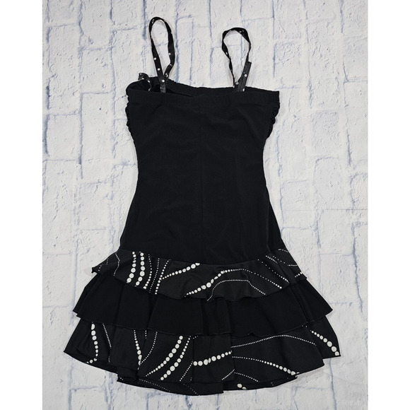 Jodi Kristopher WOMENS SIZE SMALL Black Ruffles Stretch Dress VINTAGE MADE USA - Picture 6 of 10
